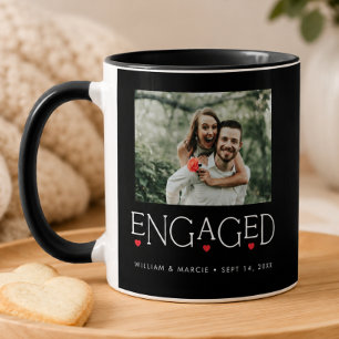 Mug Taille de coeur engagée Photo Noir