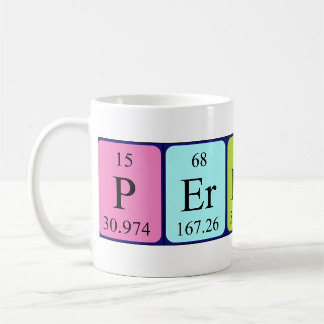 Mug Taille de nom de table périodique parfaite (Gauche)
