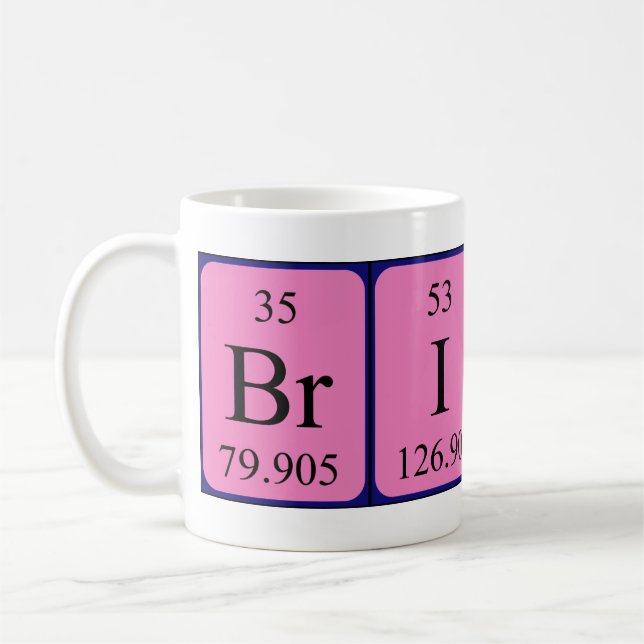 Mug Taille du nom de table périodique de brique (Gauche)