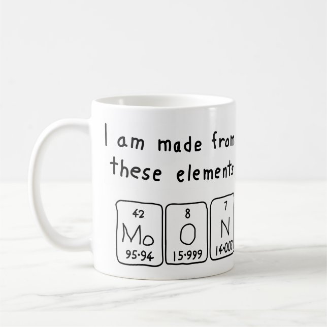 Mug Taille du nom de table périodique de la lune (Gauche)