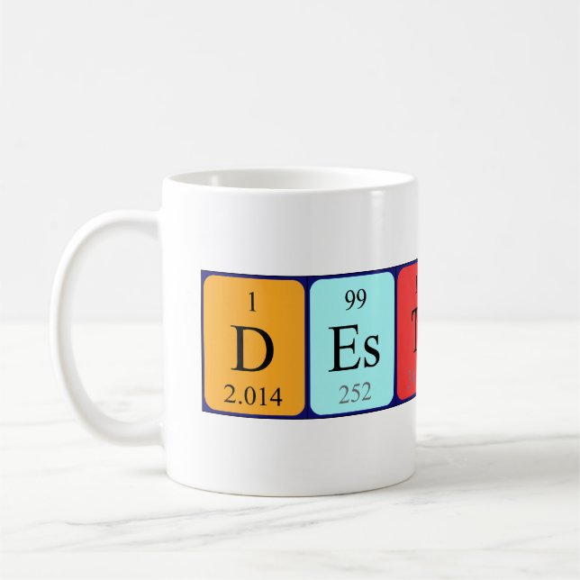 Mug Taille du nom de table périodique du destinataire (Gauche)