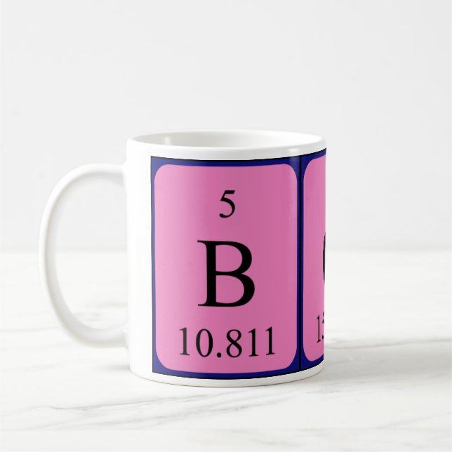 Mug Taille du nom de table périodique du garçon (Gauche)