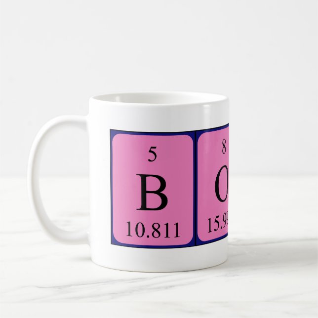 Mug Taille du nom de table périodique du patron (Gauche)