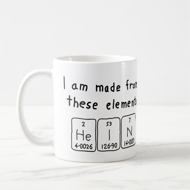 Mug Taille du nom de table périodique Hein (Gauche)