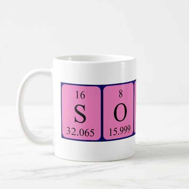 Mug Taille du nom de table périodique Sonnet (Gauche)