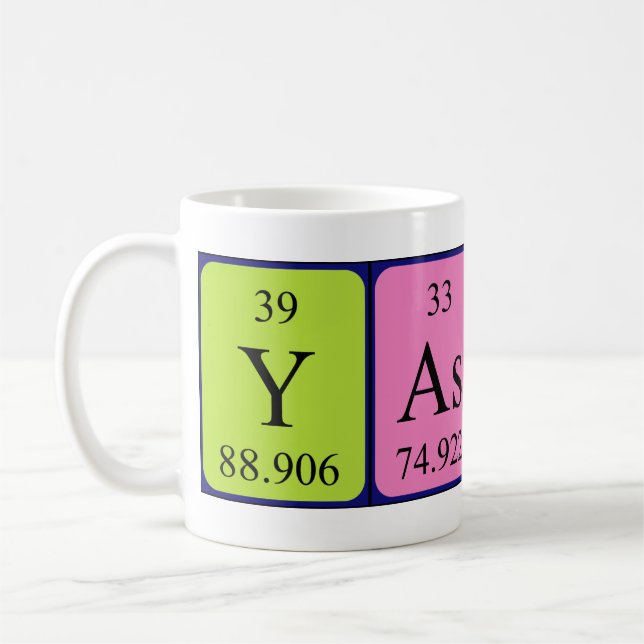 Mug Taille du nom de table périodique Yassir (Gauche)