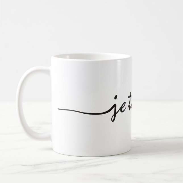 Mug t'aime de je - je t'aime en français - noir (Gauche)