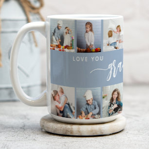 Mug T'aime Grand-mère 12 Collage de Photos Bleu Poussi