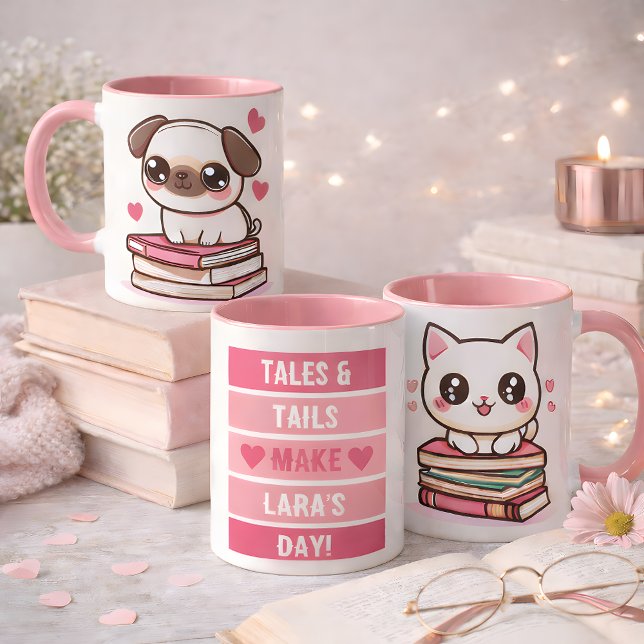 Mug Tales and Tails Make My Day - Cat and Dog Books (The most pawsome reading mug you will ever see!)