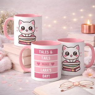 Mug Tales Et Tails Font Ma Journée - Chat Et Livres