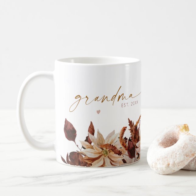 Mug TALIA Bohemian Terracotta Floral Grandma Est. (Avec donut)