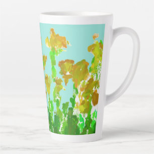 Mug Tall Latte Floral Abstrait Vert et Or