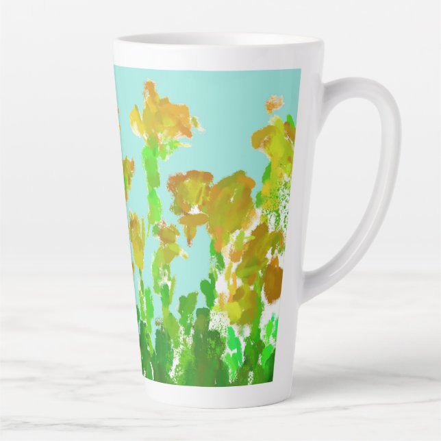 Mug Tall Latte Floral Abstrait Vert et Or (Droite)