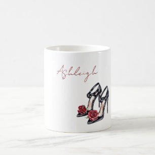 Mug Talons Hauts à Fleurs Roses Noir Rouge