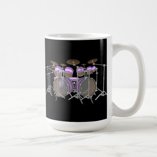 Mug Tambours : Kit de batterie violet et blanc : Modèl (Droite)