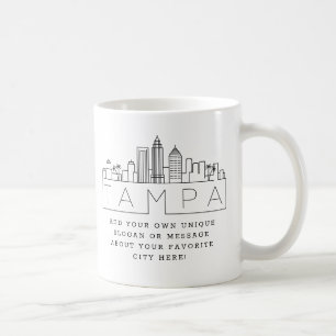 Mug Tampa, Floride Stylisé Skyline   Slogan personnali