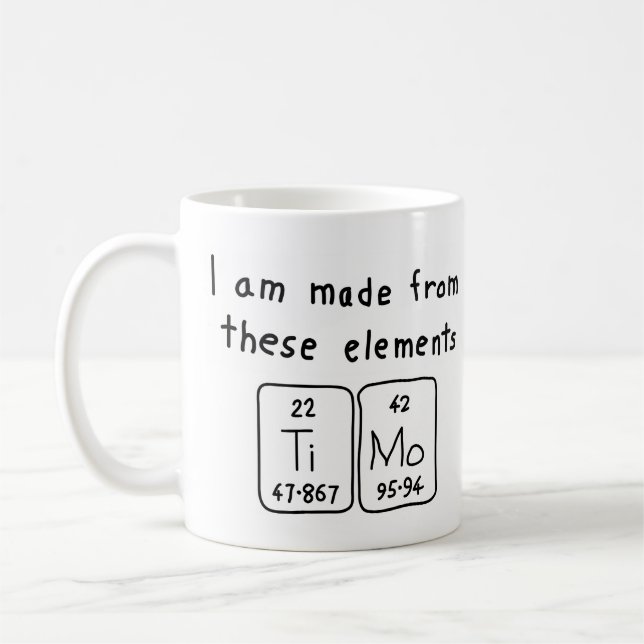 Mug Tampon du nom de table périodique Timo (Gauche)