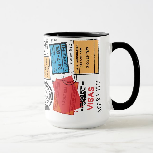 Mug Tampons de passeport Conception de voyage Musique (Droite)