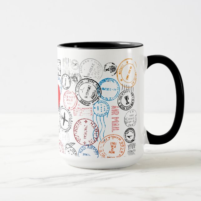 Mug Tampons de passeport Conception de voyage Musique (Droite)