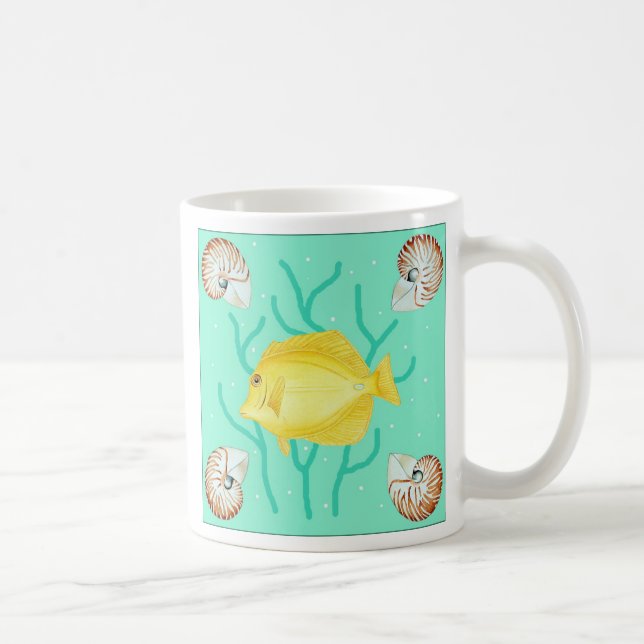 Mug Tang jaune avec des coquilles de Nautilus (Droite)