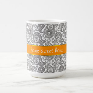 Mug Tangerine Black Paisley
