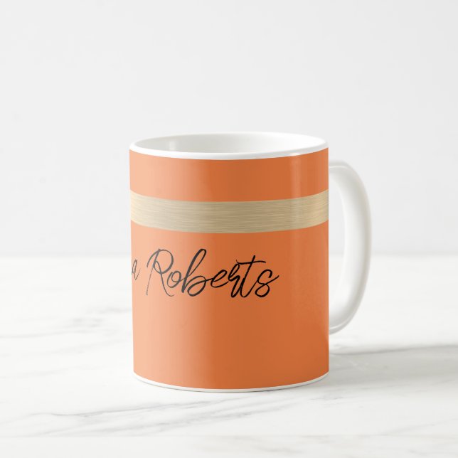 Mug Tangerine doré feuille rustique faux  (Devant droit)