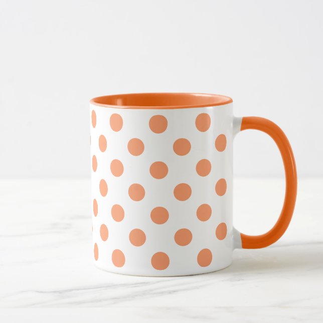 Mug Tangerine Orange Points de Polka Cercles (Droite)