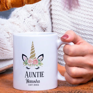 Mug Tante arc-en-ciel florale, annonce de grossesse
