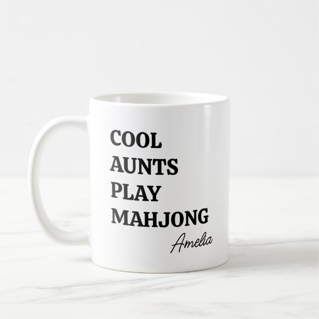 Mug Tante Cool Moderne Joue Citation Nom Mahjong (Gauche)