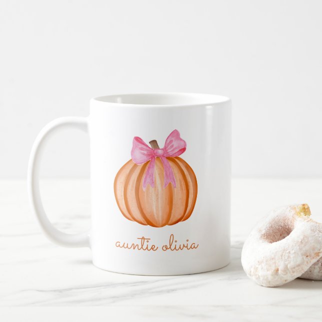 Mug Tante de la citrouille à l'aquarelle Cadeau d'auto (Avec donut)