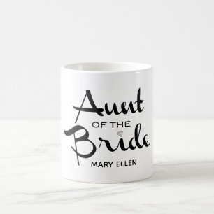 Mug Tante du bouton Nom du script rétro de la mariée