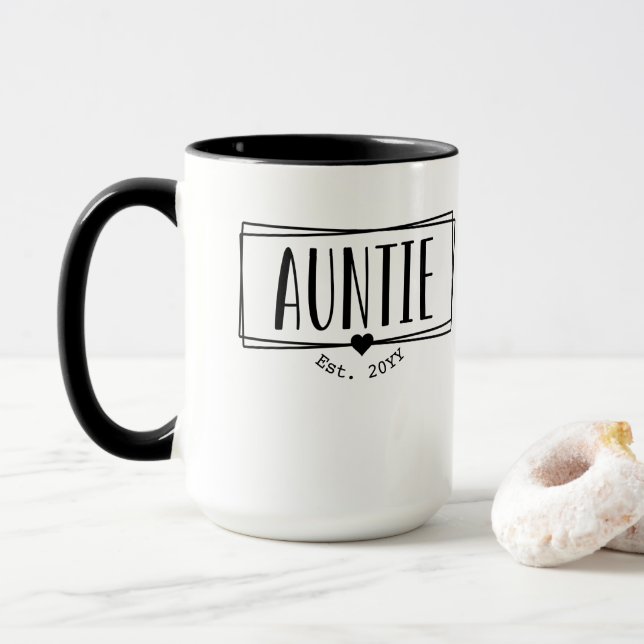 Mug Tante Est. Tante personnalisée établie Nouveaux ca (Avec donut)