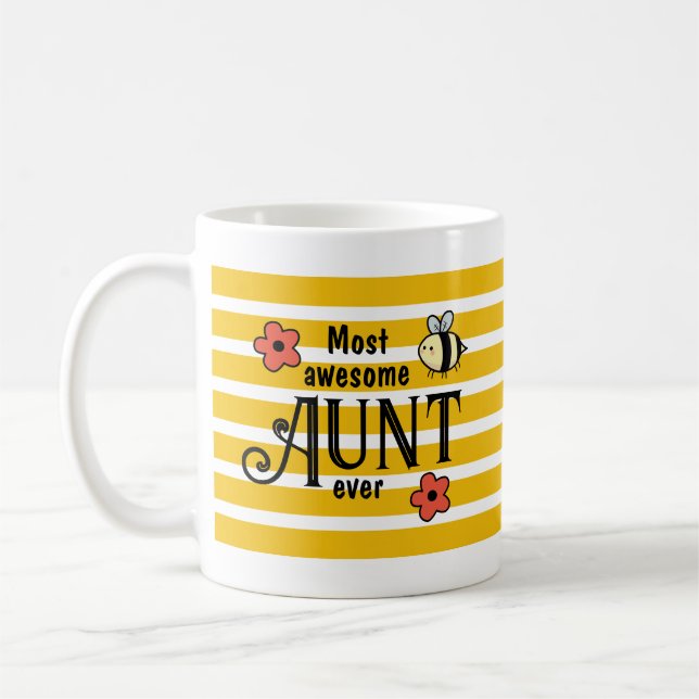 Mug Tante la plus géniale abeilles et fleurs (Gauche)