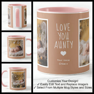 Mug Tante Marraine Je T'Aime Photos Marron Moderne C84
