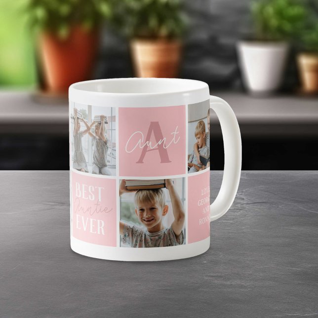 Mug Tante Moderne Collage Photo Rose (Créateur téléchargé)