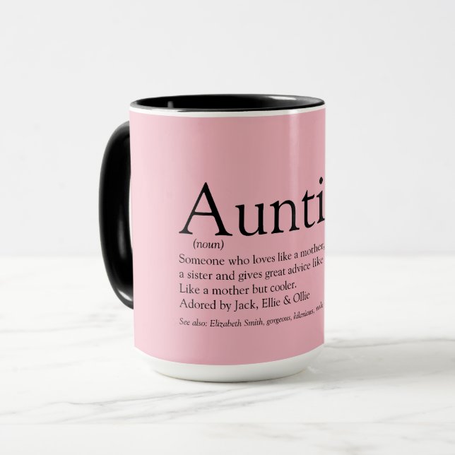 Mug Tante moderne préférée Définition Tante drôle rose (Devant gauche)