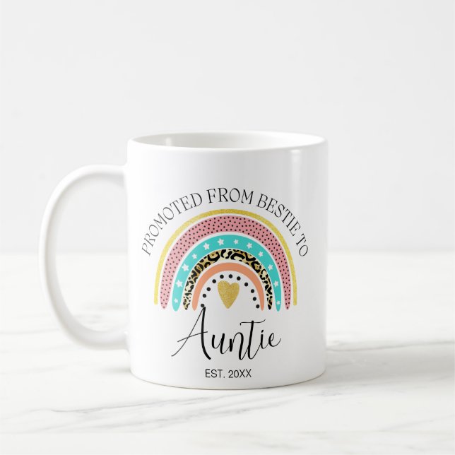 Mug Tante personnalisée, promue de Bestie à Aunti (Gauche)