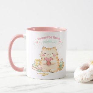 Mug Tante préférée Chut Mignon Kawaii Chat Chaton Rose