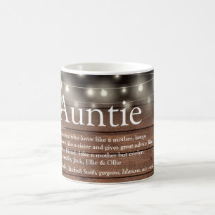 Mug Tante Tante Définition Chaîne Lumières Bois rustiq