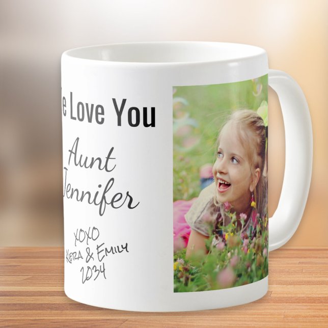 Mug Tante We Love You Personnalisé Photo Names (Créateur téléchargé)