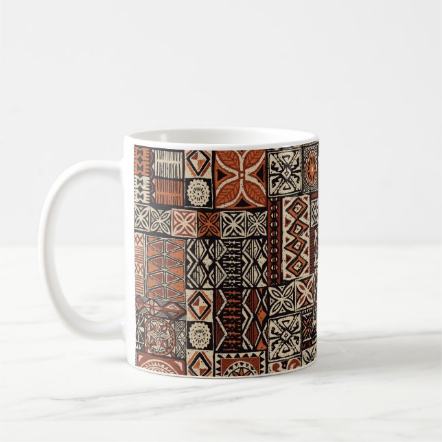 Mug Tapa tissu tribal de style hawaïen abstrait patchw (Gauche)