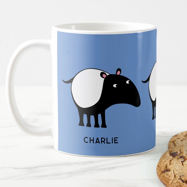 Mug Tapir Nom personnalisé (Fun personalized custom name or text Malaysian Tapir mug, fun, quirky and whimsical)