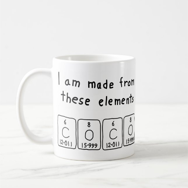 Mug Tapis de nom de table périodique Coco (Gauche)