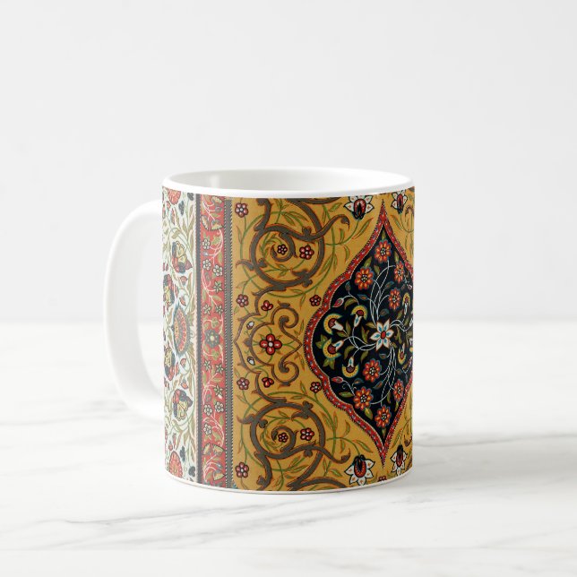 Mug Tapis Élegant Tapisserie Perse Antique Riche (Devant gauche)