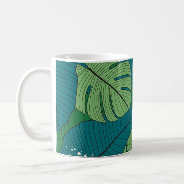 Mug Tapisserie de feuilles tropicales : verdure Vintag (Gauche)