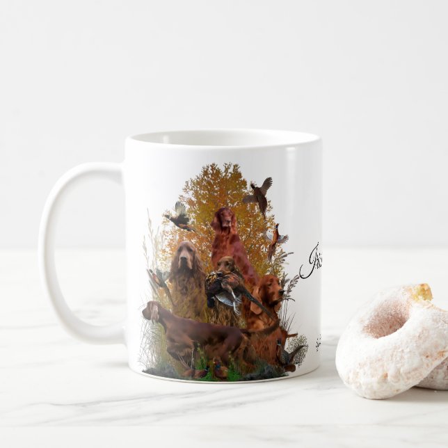 Mug Tapisserie de Setter irlandais Faux Canvas Imprime (Avec donut)