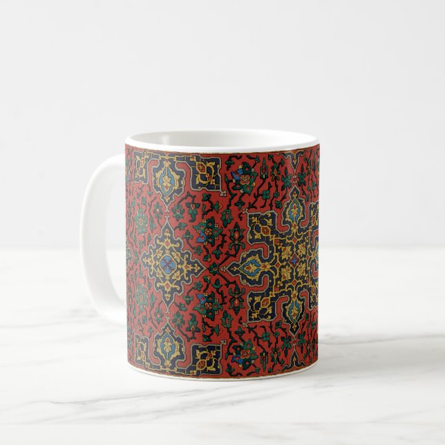 Mug Tapisserie de tapis persan rouge bleu classique (Devant gauche)