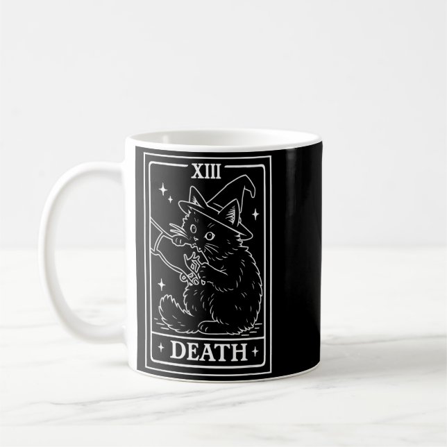 Mug Tarot Chat Noir Mort Halloween Sorcière Amoureuse  (Gauche)