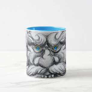 Mug TAROT, IMAGINAIRE GROTESQUE MASK Bleu noir blanc