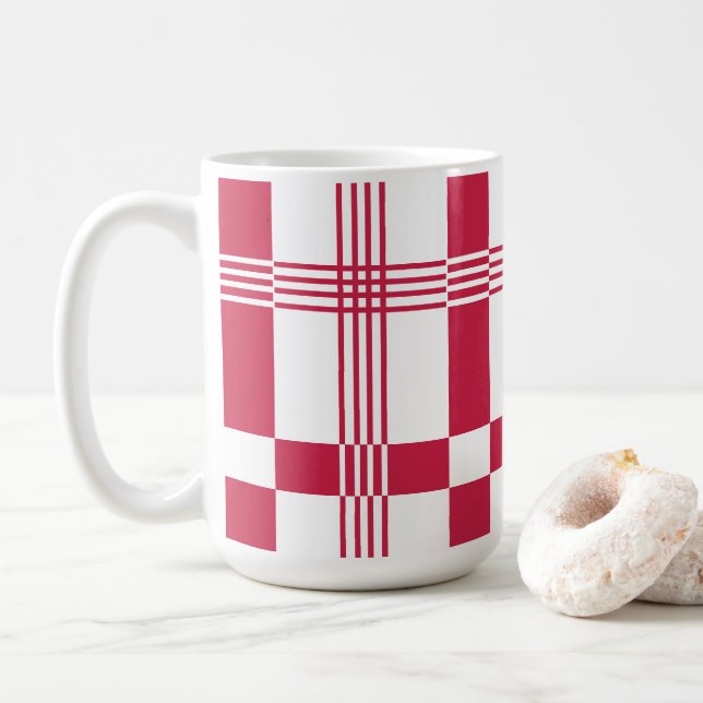 Mug Tartan à carreaux rouge et blanc  (Avec donut)